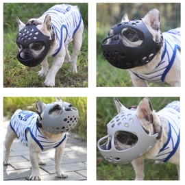 Dog Muzzle for Short Snout Dogs Breathable Holes Prevent Biting Chewing