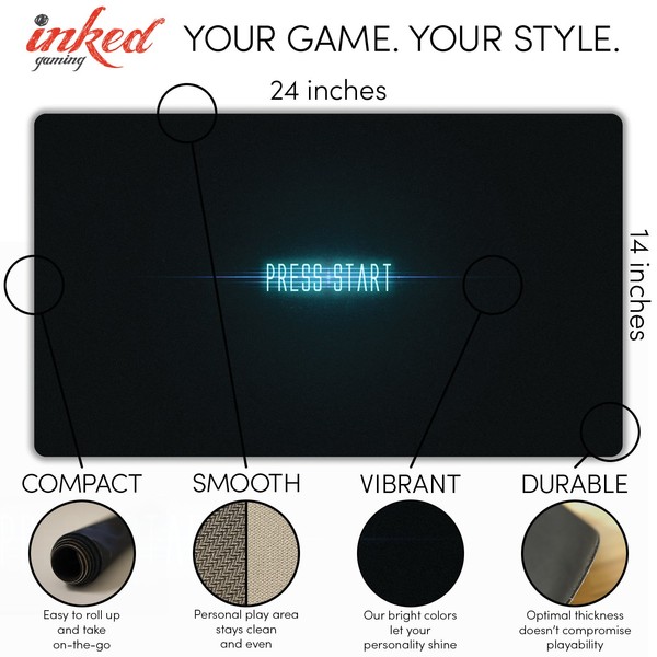 Inked Playmats Press Start Playmat Inked Gaming TCG Game Mat for Cards (13+)