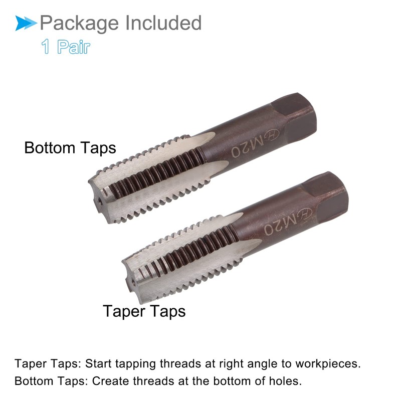 CoCud Hand Threading Taps, M20 x 2.5 Thread, Metric Alloy