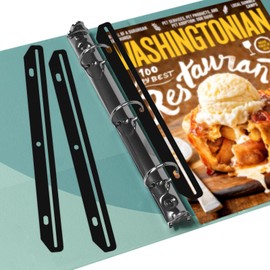 FdcLixuvol 40 Pcs Magazine Holder for Binder, 3 Hole Punched Magazine Binder Magazines Organizer 3 Ring Binders Insert Strips for Magazines Storage Craft Paper File Book, Black