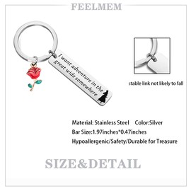 FEELMEM Fairytale Jewelry Belle Rose Charm Gift I Want Adventure in The Great Wide Somewhere