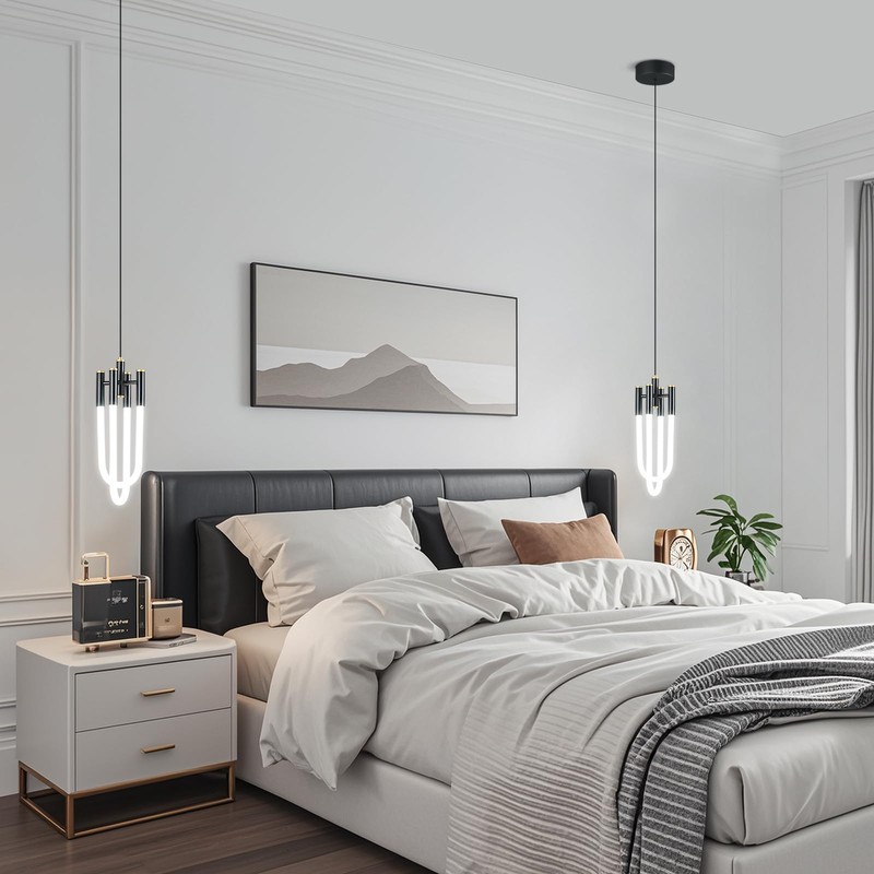 BNHHLZ Modern Black LED Pendant Light Fixture U-Shaped Adjustable 2