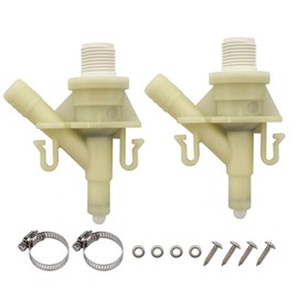 2-Pack 385311641 RV Toilet Water Valve Kit for Dometic and Sealand 300, 301, 310, 311, 320, 321 Series Pedal Flush Toilets, Camper Trailer RV Toilet, Includes Hose Clamp and Fasteners