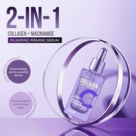 Suero 2 en 1 de colágeno y niacinamida, fórmula hidratante y reafirmante, revitalizante para la piel para un brillo radiante, suero facial coreano par