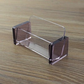 Acrylic Business Card Holder Plastic Desktop Dispenser Display Stands Card Organiser Clear Card Box Display for Office Desk （1Pack, Brown）
