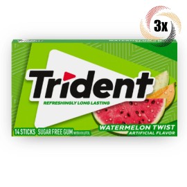 Trident 3x Packs Trident Watermelon Twist Sugar Free Chewing Gum - 14 Sticks Per Pack