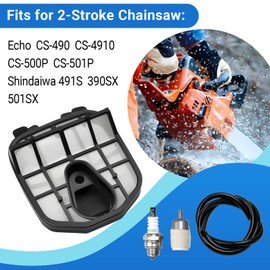 Automkt Air Filter Maintenance Tune-Up Kit Fits for Echo CS-490 CS-4910 CS-500P CS-501P Shindaiwa 491S 390SX 501SX Replaces A226001090 90174Y 2-Stroke Chainsaw