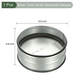YOKIVE 9.9-inch HVAC Backdraft Damper, One-Way Airflow Duct Draft Stopper with Spring-Loaded Folding Blades Inline Fan Vent, Great for Range Hoods Air Ventilation (Silver Tone)