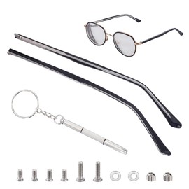 AHANDMAKER 1 Pair Eyeglass Replacement Arm Metal Glasses Replacement Temple Eyewear Frame Temple Accessory Inlaid Metal Eyeglass Repair Legs for Sunglasses Full-Rim Glass, Black