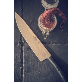 Arcos Chef Knife 8 Inch Stainless Steel. Cooking Knife to Cut and Peel Small Food. Ergonomic Polyoxymethylene Black Handle. Series Tango