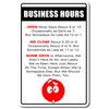 Business Hours Aluminum Sign | Indoor/Outdoor | 14" Tall