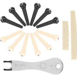 Juego de Pin de Puente de Guitarra Acústica de 12 Piezas, Accesorio de Kit de Clavija de Cuerda Popular con Extractor de Tuercas de Sillín, Herramienta Extractora de Piezas de Guitarra Acústica
