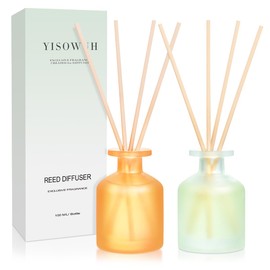 YISOWUH Reed Diffuser - Citrus&Linen 3.38oz (100ml) 2 Pack Essential Oil Reed Diffuser Set with 8 Sticks, Long Lasting Fragrance for Home, Bathroom, Bedroom, Room, Decor