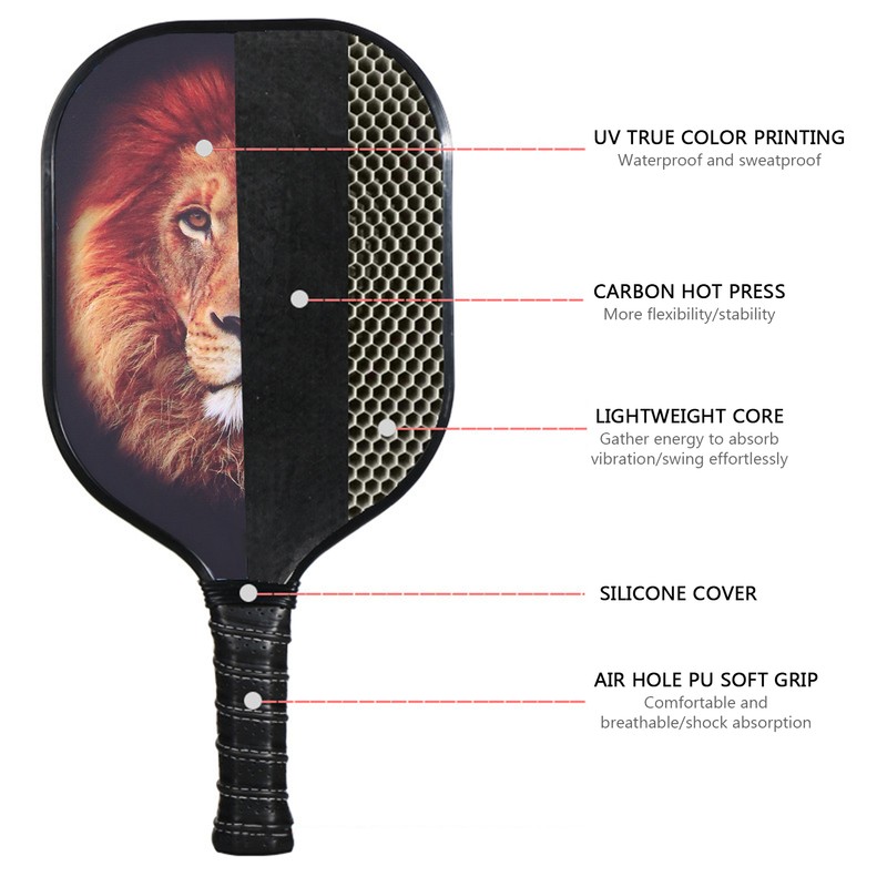 LEIJIAER Pickleball Paddle Set Carbon Fiber Face Racket with 2Pcs