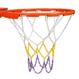 Basketball Net Outdoor Heavy Duty Chain, Chain Basketball Net Rust Proof Outdoor, Robust Basketball Hoop Chain Net Replacement (Gold Purple)