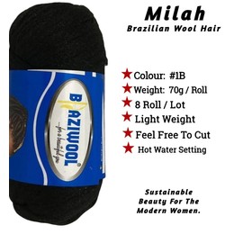 Milah 12 Roll Black Brazilian Wool Hair Acrylic Yarn for African Crochet Braids/Senegalese Twist/Faux Locs/Senegalese Twist/Jumbo Braiding/Twist Wraps with Knitting Crochet Braids (Purple)