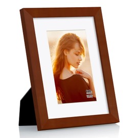 RR ROUND RICH DESIGN 6x8 inch Picture Frames Made of Solid Wood and HD Glass Display Photos 4x6 with Mat or 6x8 Without Mat 12PK Brown