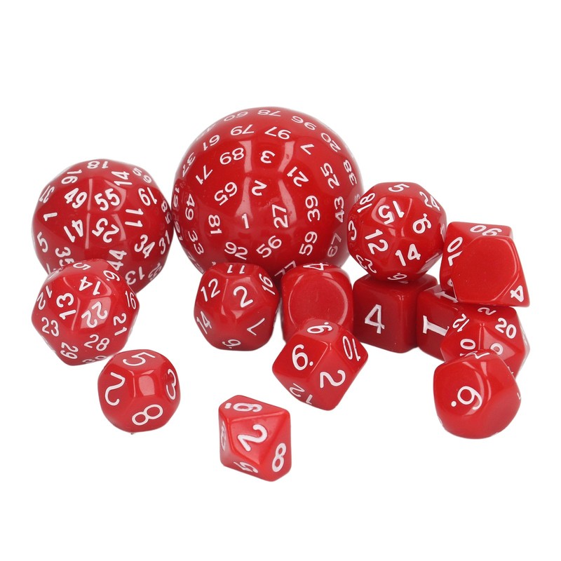 15pcs Complete Polyhedral Dice Set Acrylic D3 to D100 Spherical