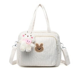 Balakaka Cute Cartoon Baby Changing Bag For Mom, Thermal Insulation Mummy Shoulder Bag, Portable Nappy Changing Bag Lightweight Stylish Travel Tote White