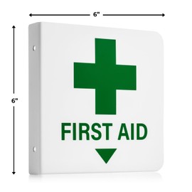 2pk First Aid Kit Sign | Wall Mount 3D Projecting Signage for Workplace Safety, 6" x 6"