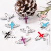 WANDIC 80Pcs Silver Plastic Cross Pendants 8 Colors Angel Wings