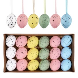Valery Madelyn 18 Easter Eggs for Hanging Easter Decoration, 4 cm Colourful Artificial Mini Easter Eggs for Easter Decoration, Pink Blue Ornament for Easter Baskets, Spring Decoration, Easter Gifts