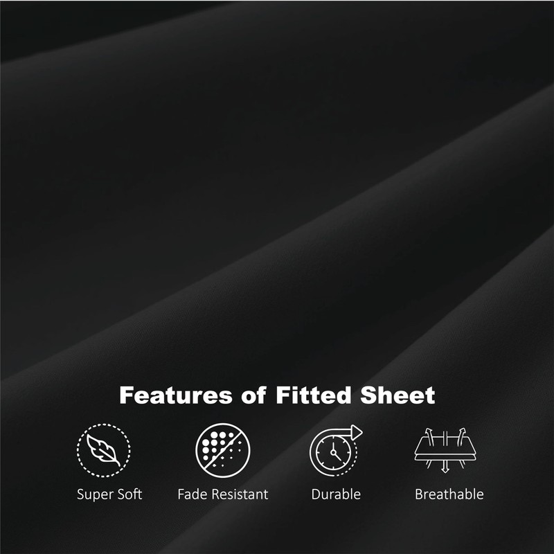 Funky Gadgets Double Fitted Sheet Black Deep Pocket 12 Inch