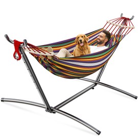 ANAGOO Double Hammock, Heavy Duty Portable, 500 lb Weight Capacity, Perfect for Both Indoors and Outdoors, 2 Person Hammock with Carrying Bag, Rainbow