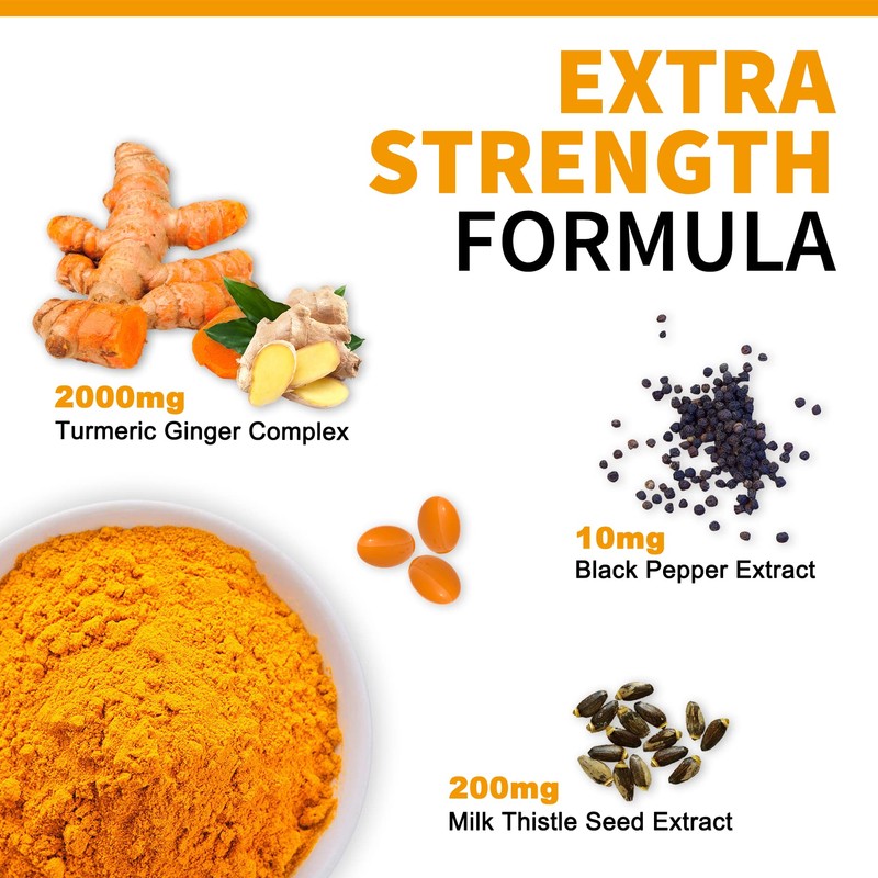 5 in 1 Turmeric Curcumin Softgels 2000mg with Milk Thistle