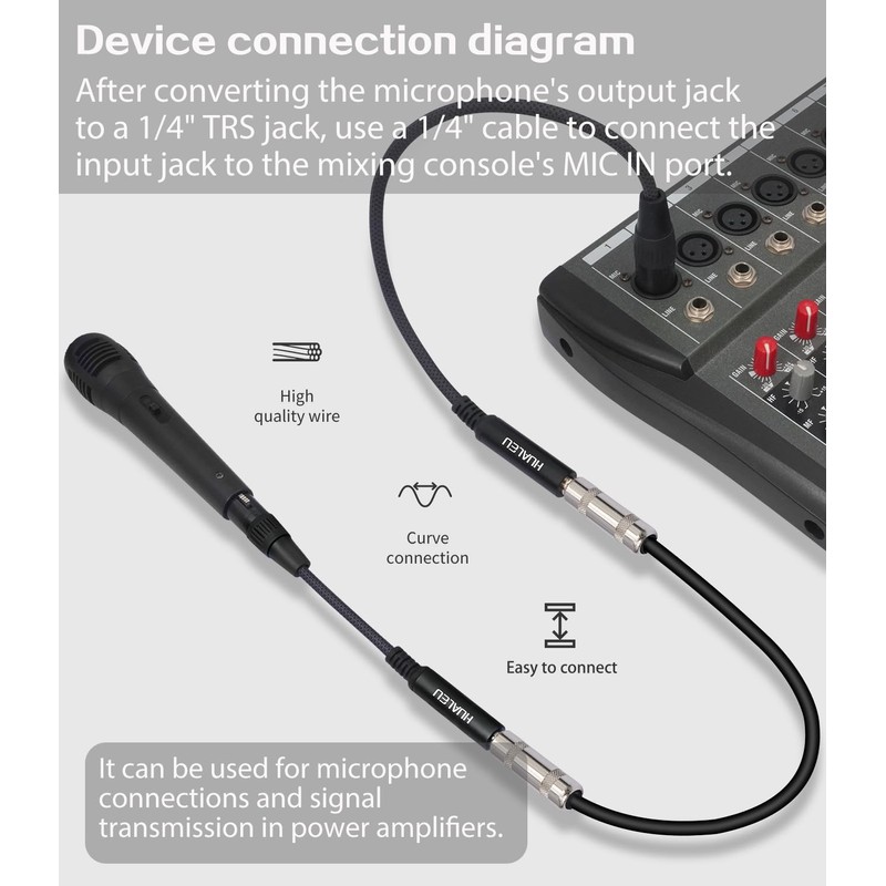 HUALEU 2Pack XLR to 1/4 Cable,Balanced 3 Pin XLR Female