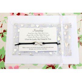 Lucky Friendship Wish Bracelet,Best Friends Gifts,Graduation Gifts,Christmas Birthday Gifts,Gifts for Friends(Black)