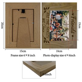 CREATCABIN Friends Picture Frame Wood Photo Frame Holds Display Pictures 4x6 Wall Mounting Brown Printing Poster Frame Stand for Gallery Tabletop Memorial Gift 6x8Inch-Friends Are the Family We Choose
