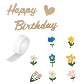 TVETE Flower Birthday Decoration, Letter Banner, Cute Felt Flower Garland, Birthday Decoration Set, Simple, Stylish, Birthday Decoration, Photography Background, Wall Decoration, For 1 Years, 2 Years