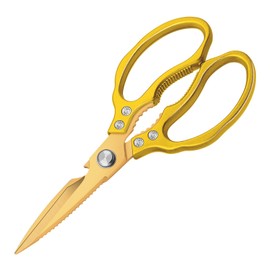 CGBE Kitchen Scissors, Multi-Purpose Kitchen Shears, Heavy Duty Dishwasher Safe Food Scissors, Non Slip Stainless Steel Sharp Cooking Scissors (All Gold)