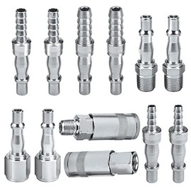 12 Pcs Air Compressor 1/4" BSP,Air Line Connectors Fittings with Male Female Thread, Air Line Fittings Hose Pipe Connector Couplings Connector,Air Coupler and Plug Kit Couplings Connector