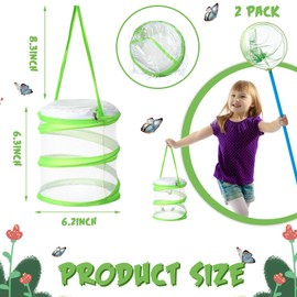 Sherr 2 Pcs Mini Butterfly Habitat Cage Mesh Butterfly Cage Butterfly Net Cage Clear Butterfly Container Foldable Butterfly Terrarium, 5.51 x 7.09 Inch