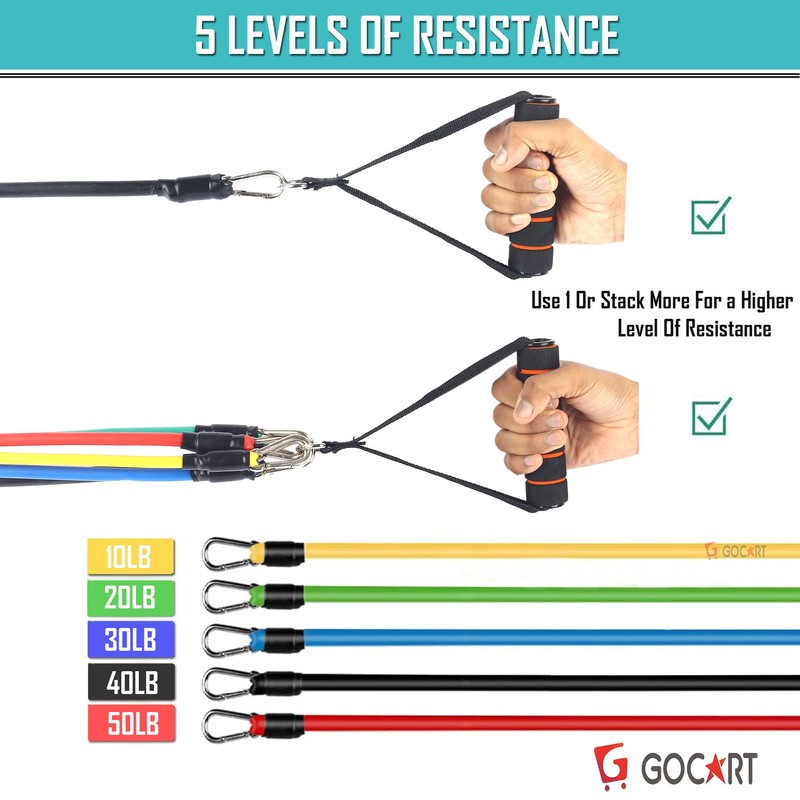 GOCART WITH G LOGO 9 pcs Resistance Band Set -