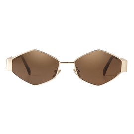 SDINM Trendy Hexagon Sunglasses for Women Retro Gold Metal Geometric Frame Sun Glasses Shades