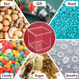 Kamehame Acrylic Box with Lid, Pack of 3, 8.5 x 8.5 x 8.5 cm, Small Transparent Square Acrylic Box, Display Case, Transparent Storage Box for Jewellery, Display Case, Storage and Candy Packaging