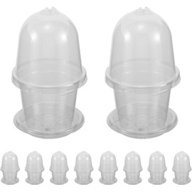 ibasenice 10 macetas de vivero: recipientes de plástico para germinación de Semillas - Vasos para Plantas jóvenes con Tapa Transparente para jardinería doméstica, Oficina, Hotel e Invernadero