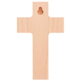 Fritz Cox Cross for Children Made of Wood, Natural | God Protect Me | Children Playing Under a Rainbow of Colourful Hands | Christening Gift for Boys and Girls | 15 cm