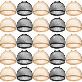 Chuangdi 50 Pcs Mesh Net Stocking Wig Cap Stretchy Nylon Liner Weaving Close End Fishnet Wig Cap for Women Men(Black and Light Brown)