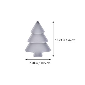 Angoily 2 Pcs Christmas Tree Shape Serving Tray Platter, White Plastic Divided Appetizer Serving Tray, Candy Nuts Snack Plates, Salad Desserts Dried Fruit Plate for Xmas Party Holiday Decoration