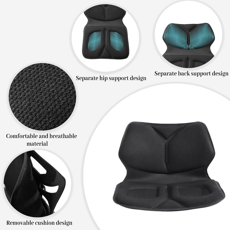Chair Extra Wide Seat Cushion, Lumbar Support, Adjustable Back Brace