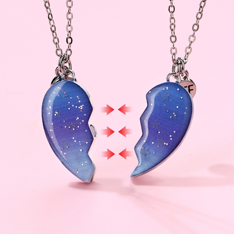 2PCS Collane Notte Stellata Magnetiche Uniche BFF, Collane a Catena