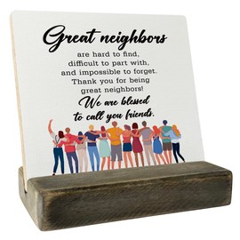 To My Neighbor Wood Plaque, Thank You for Being Great Neighbors, Plaque with Wooden Stand, Meaningful Wood Sign Plaque Gift, Neighbor Friend Gifts-We Are Blessed to Call You Friends, Christmas Gifts