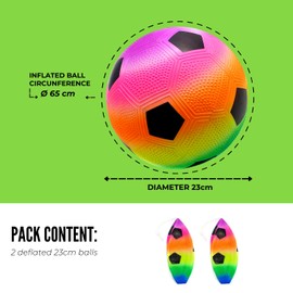 MAGIC SELECT 2 x PVC Toy Balls for Kids, Inflatable Football with Rainbow. Soft Ball for Kids. Ball for Playing at the Beach, Park, Pool, Holiday. Diameter 23 cm.