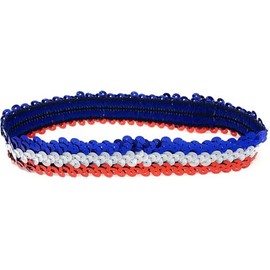Red, White & Blue Womens Sequin Polyester Fancy Dress Headband 38 x 3cm
