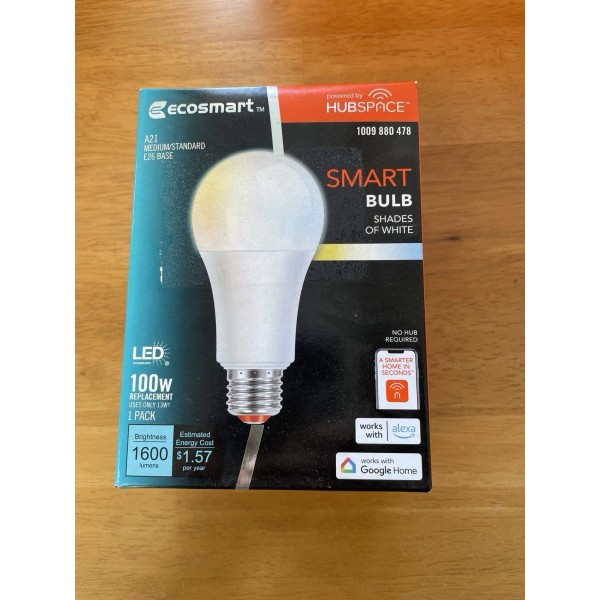 Eco-Smart NEW Dimmable Ecosmart Smart Bulb 1009880478 White Hubspace Alex