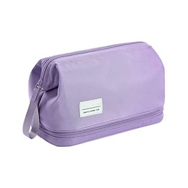1 x Large Makeup Bag, Double Layer Cosmetic Bag, Portable Toiletry Bag, Travel Makeup Organiser, Waterproof Zip Pocket, Large Capacity, Multifunctional Bag for Women and Hecking (F, A)